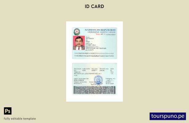 listo para imprimir la plantilla actual de tarjeta de identificación de Azerbaiy